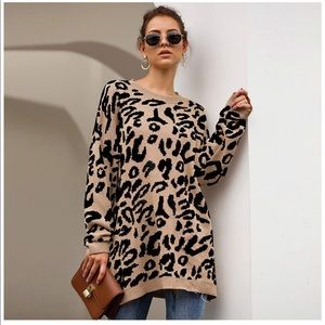 Leopard / Cheetah Print Tunic Length Sweater